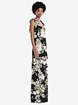 Side View Thumbnail - Noir Garden Convertible Tie-Shoulder Empire Waist Maxi Dress