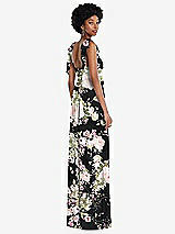 Rear View Thumbnail - Noir Garden Convertible Tie-Shoulder Empire Waist Maxi Dress