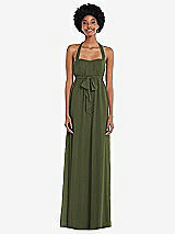 Alt View 1 Thumbnail - Olive Green Convertible Tie-Shoulder Empire Waist Maxi Dress
