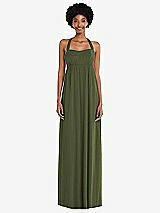 Alt View 4 Thumbnail - Olive Green Convertible Tie-Shoulder Empire Waist Maxi Dress