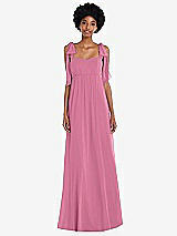 Front View Thumbnail - Orchid Pink Convertible Tie-Shoulder Empire Waist Maxi Dress