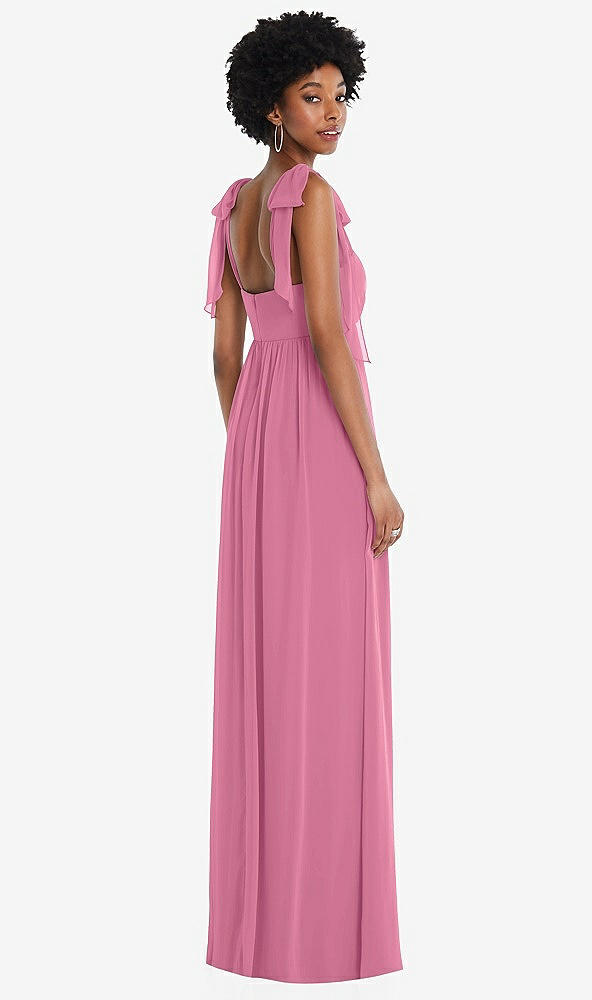 Back View - Orchid Pink Convertible Tie-Shoulder Empire Waist Maxi Dress