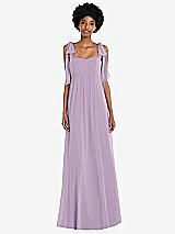 Front View Thumbnail - Pale Purple Convertible Tie-Shoulder Empire Waist Maxi Dress