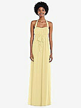 Alt View 1 Thumbnail - Pale Yellow Convertible Tie-Shoulder Empire Waist Maxi Dress