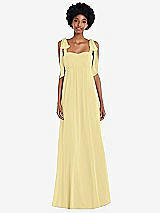 Front View Thumbnail - Pale Yellow Convertible Tie-Shoulder Empire Waist Maxi Dress