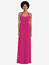 Alt View 1 Thumbnail - Think Pink Convertible Tie-Shoulder Empire Waist Maxi Dress