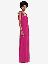 Side View Thumbnail - Think Pink Convertible Tie-Shoulder Empire Waist Maxi Dress