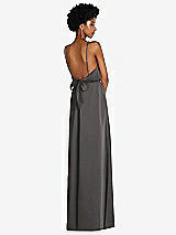 Rear View Thumbnail - Caviar Gray Low Tie-Back Maxi Dress with Adjustable Skinny Straps