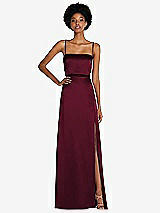 Front View Thumbnail - Cabernet Low Tie-Back Maxi Dress with Adjustable Skinny Straps