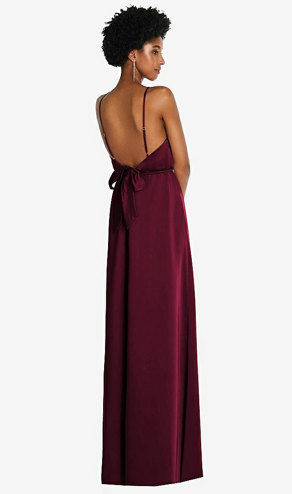 Back View - Cabernet Low Tie-Back Maxi Dress with Adjustable Skinny Straps