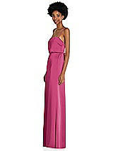 Side View Thumbnail - Tea Rose Low Tie-Back Maxi Dress with Adjustable Skinny Straps