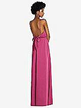 Rear View Thumbnail - Tea Rose Low Tie-Back Maxi Dress with Adjustable Skinny Straps