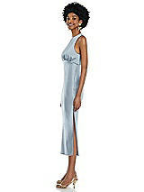 Side View Thumbnail - Mist Jewel Neck Sleeveless Midi Dress with Bias Skirt
