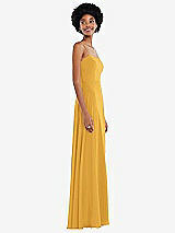 Side View Thumbnail - NYC Yellow Scoop Neck Convertible Tie-Strap Maxi Dress with Front Slit