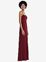 Side View Thumbnail - Burgundy Scoop Neck Convertible Tie-Strap Maxi Dress with Front Slit
