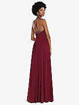 Rear View Thumbnail - Burgundy Scoop Neck Convertible Tie-Strap Maxi Dress with Front Slit