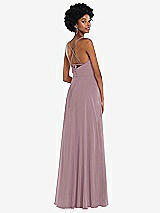 Rear View Thumbnail - Dusty Rose Scoop Neck Convertible Tie-Strap Maxi Dress with Front Slit