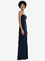 Side View Thumbnail - Midnight Navy Scoop Neck Convertible Tie-Strap Maxi Dress with Front Slit