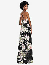 Rear View Thumbnail - Noir Garden Scoop Neck Convertible Tie-Strap Maxi Dress with Front Slit