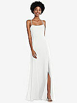 Front View Thumbnail - White Scoop Neck Convertible Tie-Strap Maxi Dress with Front Slit