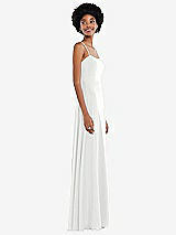 Side View Thumbnail - White Scoop Neck Convertible Tie-Strap Maxi Dress with Front Slit