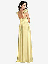 Rear View Thumbnail - Pale Yellow Deep V-Neck Ruffle Cap Sleeve Maxi Dress with Convertible Straps