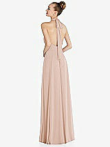 Rear View Thumbnail - Cameo Halter Backless Maxi Dress with Crystal Button Ruffle Placket