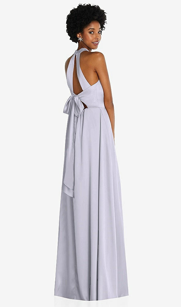 Back View - Silver Dove Stand Collar Cutout Tie Back Maxi Dress with Front Slit