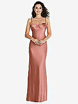Front View Thumbnail - Desert Rose Open-Back Convertible Strap Maxi Bias Slip Dress