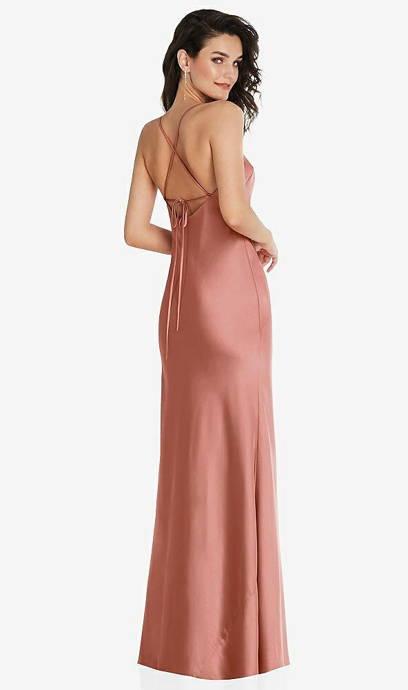 Back View - Desert Rose Open-Back Convertible Strap Maxi Bias Slip Dress