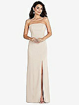 Front View Thumbnail - Oat Strapless Scoop Back Maxi Dress with Front Slit