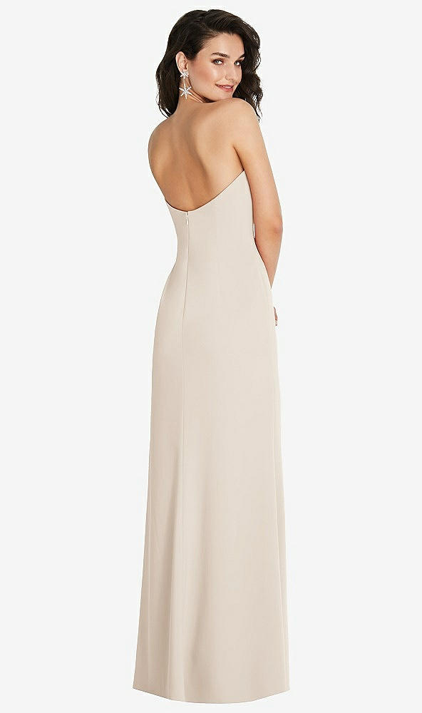 Back View - Oat Strapless Scoop Back Maxi Dress with Front Slit