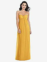 Front View Thumbnail - NYC Yellow Twist Shirred Strapless Empire Waist Gown with Optional Straps