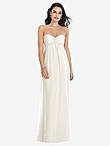 Front View Thumbnail - Ivory Twist Shirred Strapless Empire Waist Gown with Optional Straps