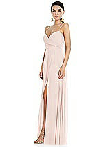 Side View Thumbnail - Blush Adjustable Strap Wrap Bodice Maxi Dress with Front Slit 