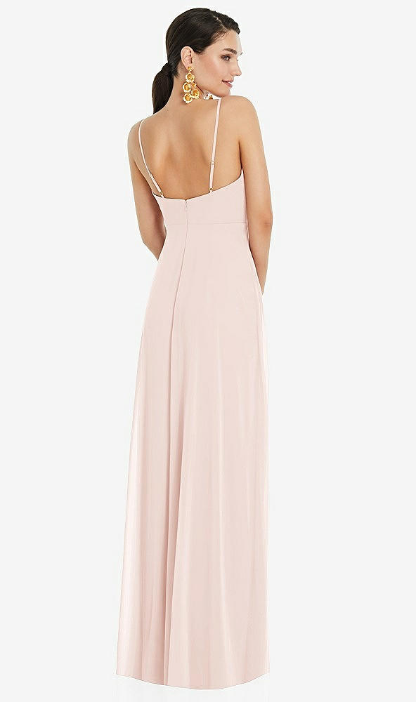 Back View - Blush Adjustable Strap Wrap Bodice Maxi Dress with Front Slit 