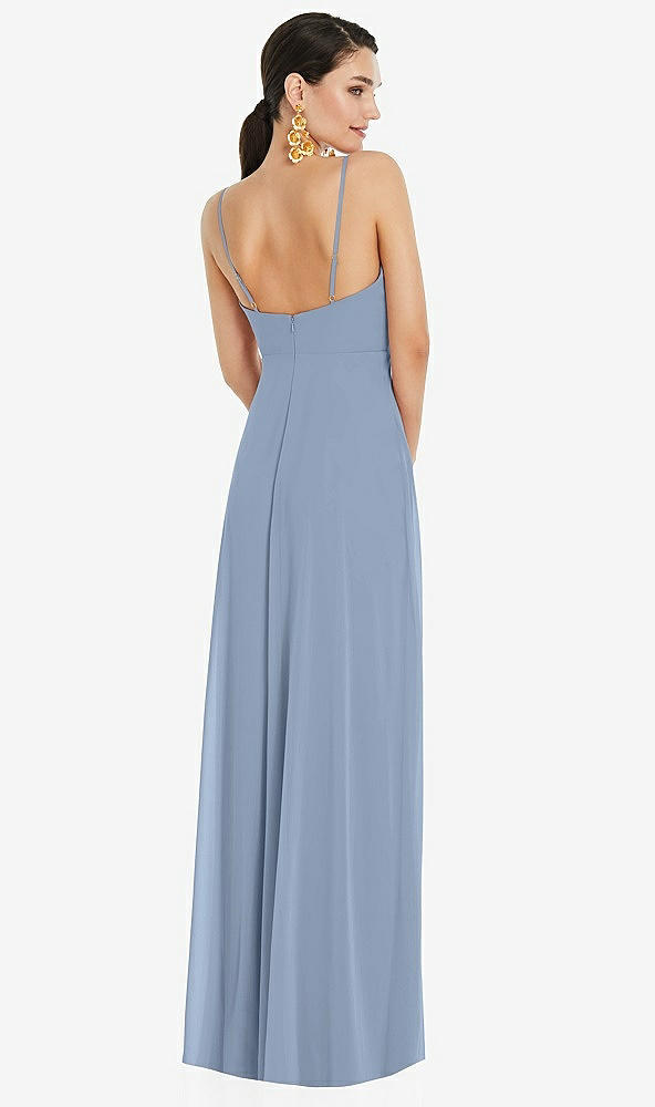 Back View - Cloudy Adjustable Strap Wrap Bodice Maxi Dress with Front Slit 