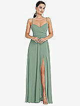 Front View Thumbnail - Seagrass Adjustable Strap Wrap Bodice Maxi Dress with Front Slit 