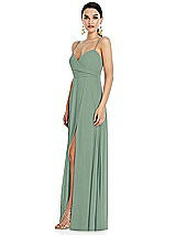 Side View Thumbnail - Seagrass Adjustable Strap Wrap Bodice Maxi Dress with Front Slit 