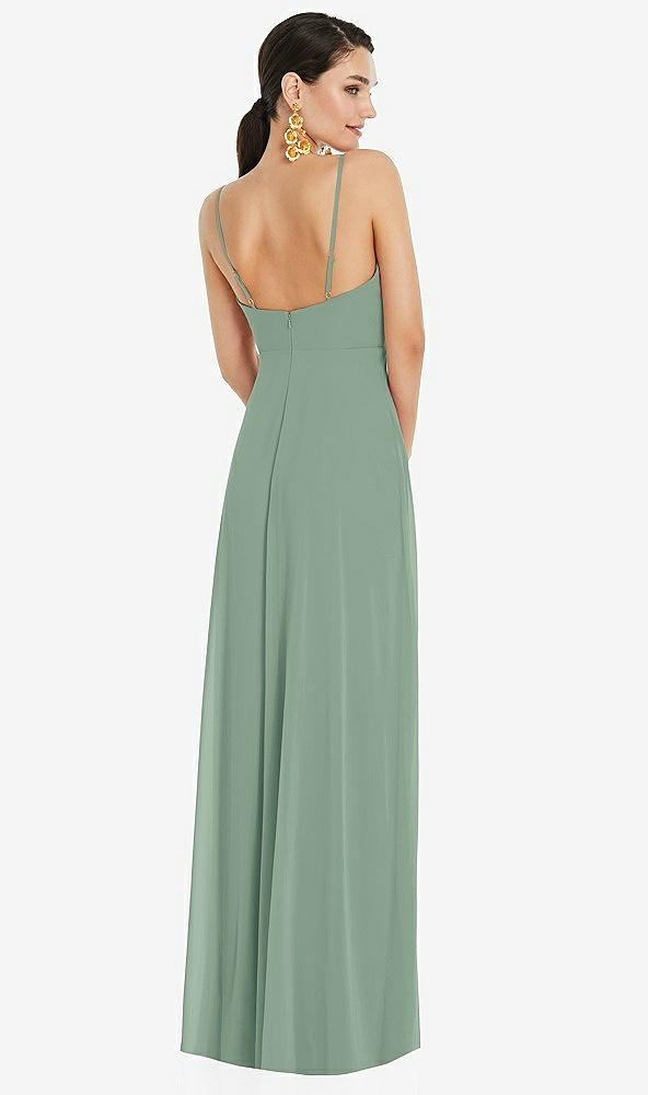 Back View - Seagrass Adjustable Strap Wrap Bodice Maxi Dress with Front Slit 