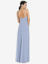 Rear View Thumbnail - Sky Blue Adjustable Strap Wrap Bodice Maxi Dress with Front Slit 