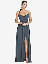 Front View Thumbnail - Silverstone Adjustable Strap Wrap Bodice Maxi Dress with Front Slit 
