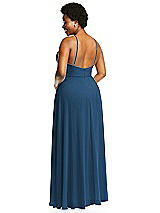 Alt View 3 Thumbnail - Dusk Blue Diamond Halter Maxi Dress with Adjustable Straps