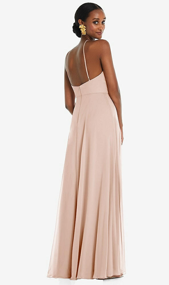 Back View - Cameo Diamond Halter Maxi Dress with Adjustable Straps