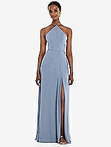 Front View Thumbnail - Cloudy Diamond Halter Maxi Dress with Adjustable Straps