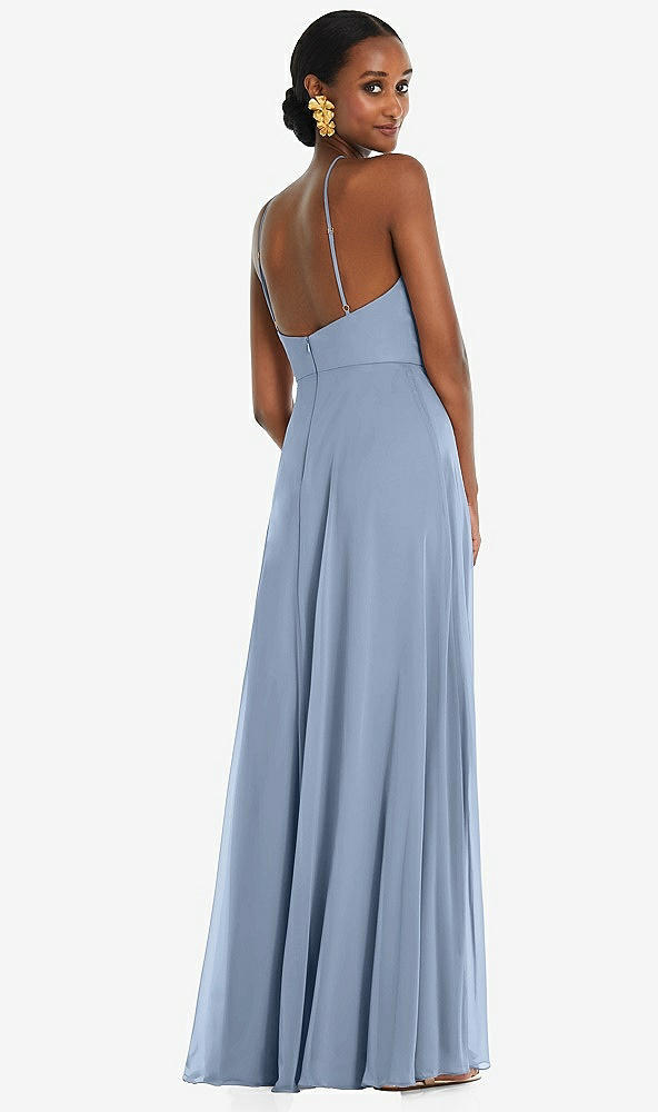 Back View - Cloudy Diamond Halter Maxi Dress with Adjustable Straps