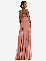 Rear View Thumbnail - Desert Rose Diamond Halter Maxi Dress with Adjustable Straps