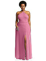 Alt View 1 Thumbnail - Orchid Pink Diamond Halter Maxi Dress with Adjustable Straps