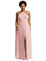 Alt View 1 Thumbnail - Rose - PANTONE Rose Quartz Diamond Halter Maxi Dress with Adjustable Straps