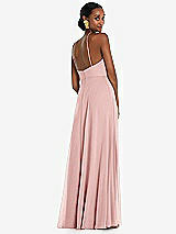 Rear View Thumbnail - Rose - PANTONE Rose Quartz Diamond Halter Maxi Dress with Adjustable Straps